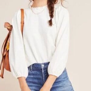 Anthropologie Current Air Jasia balloon-sleeved long-sleeve top in cream XL